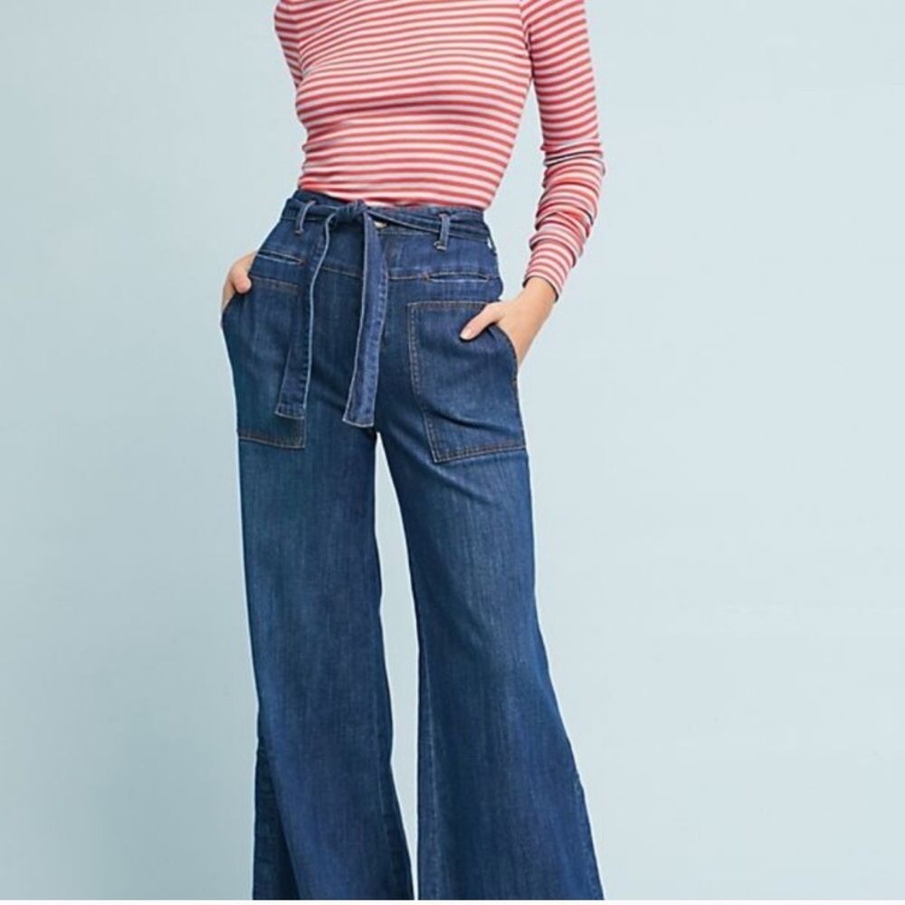 Anthropologie Pilcro Belted Wide Leg Jeans